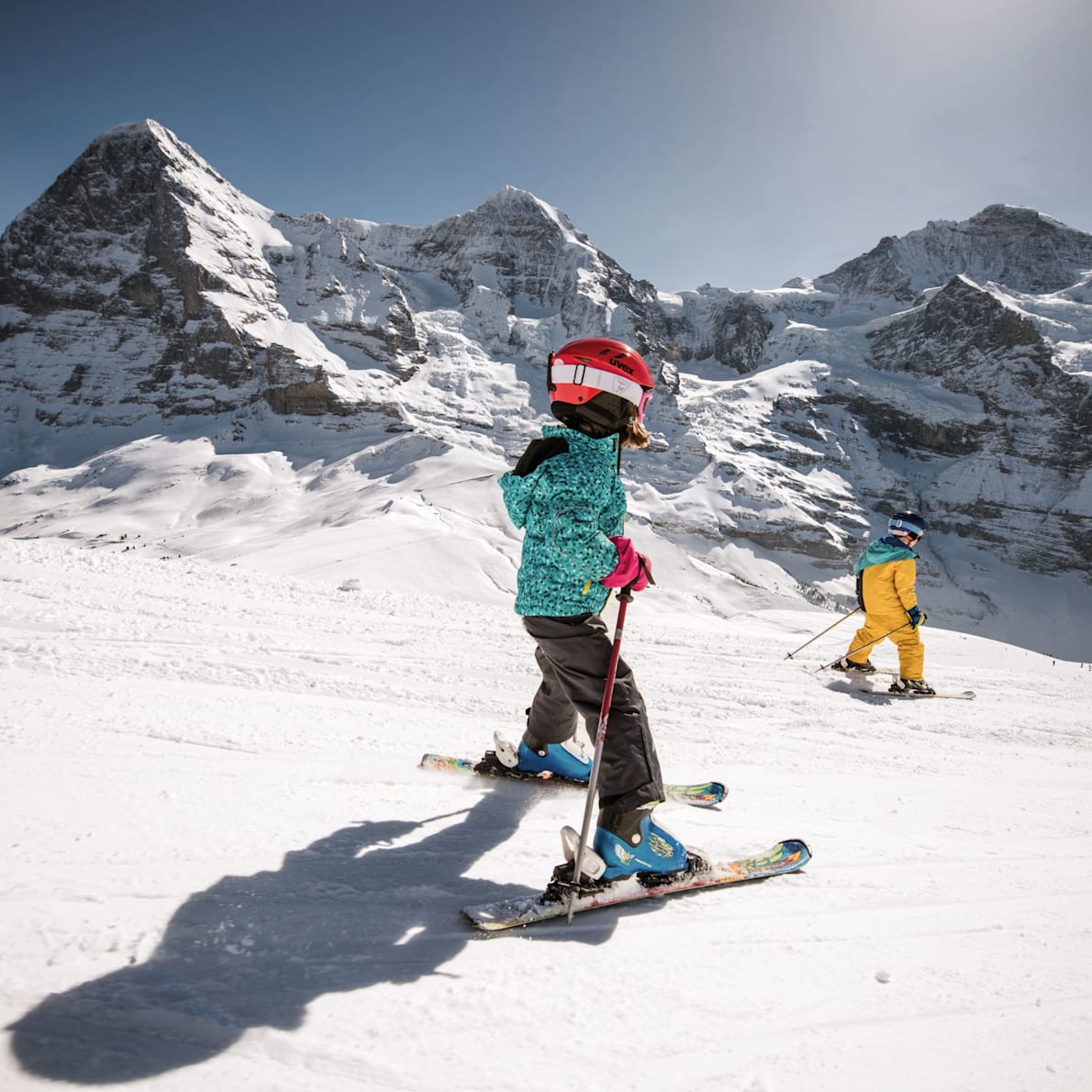 Kleine Scheidegg Kinder skifahren Eiger Moench Jungfrau