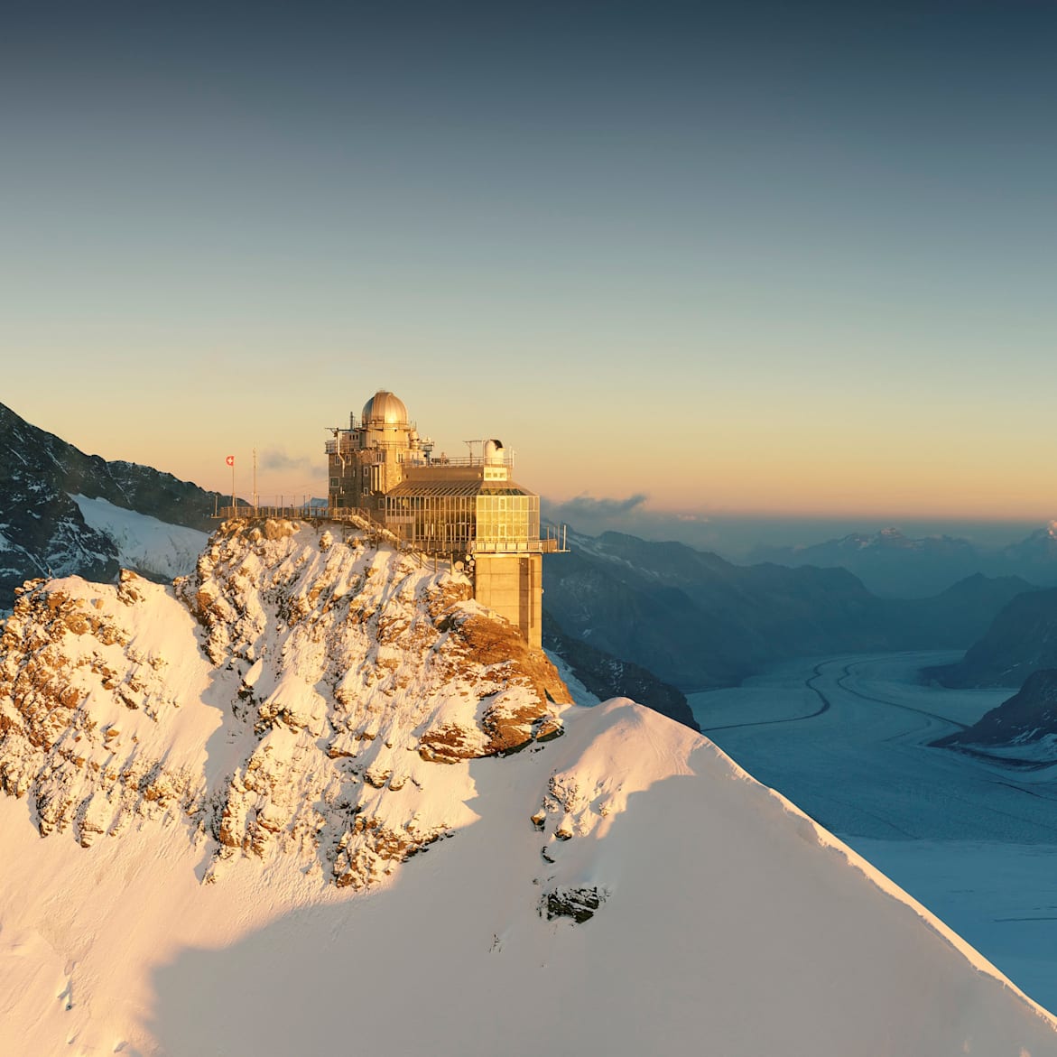 Jungfraujoch Aletschletscher Sonnenuntergang 2 