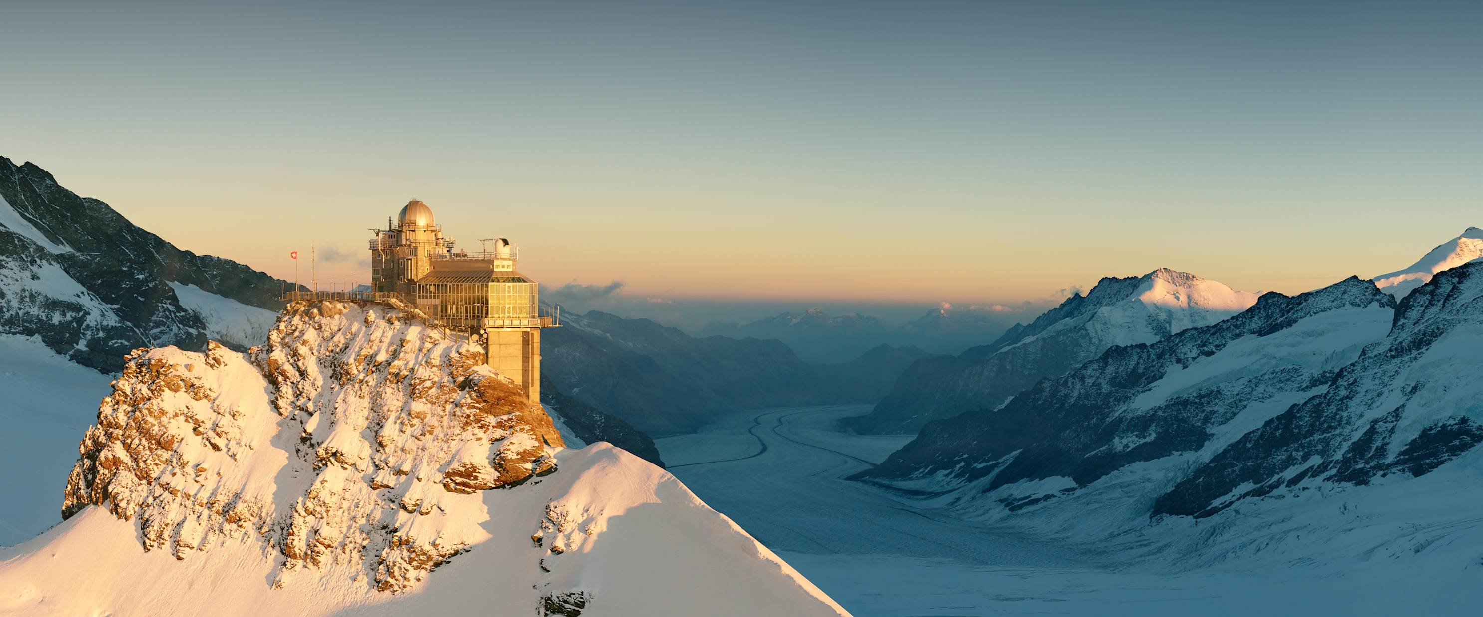 Jungfraujoch Sphinx Gletscher Sonnenuntergang