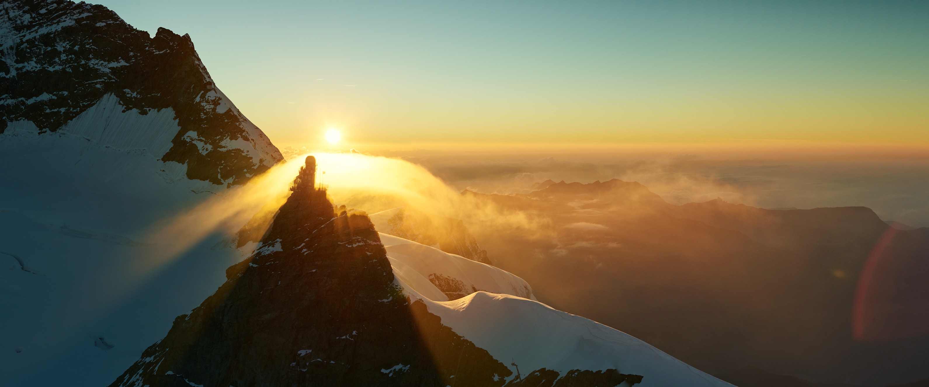 Jungfraujoch Sphinx Aussicht Sonnenuntergang