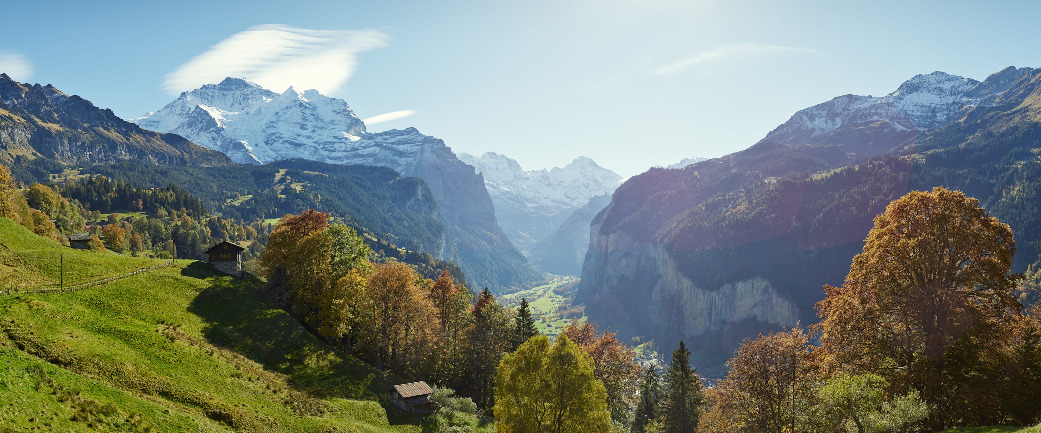 Wengen LauberhornDorf mit Panorama jungfrau.ch