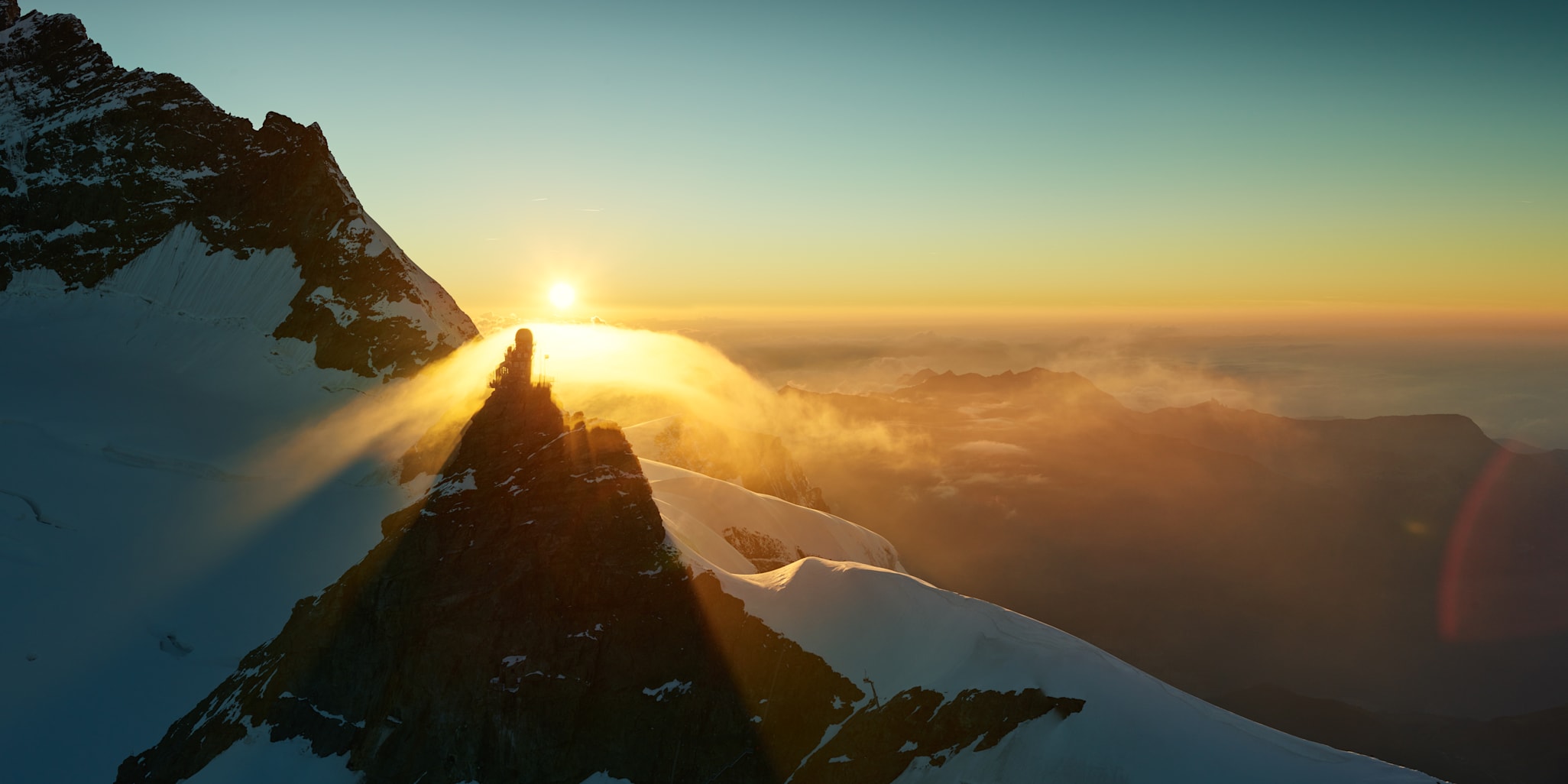 Jungfraujoch Sphinx Aussicht Sonnenuntergang