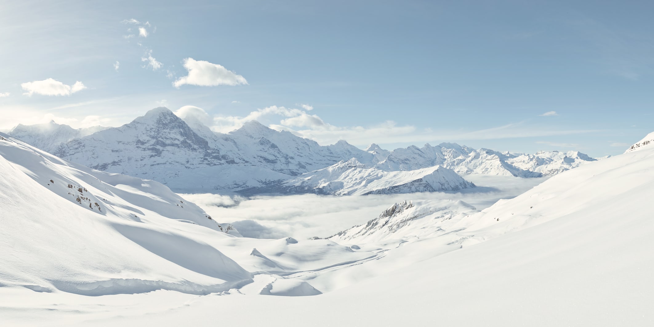 Bussalp Schlitteln Big Pintenfritz Panorama Eiger Jungfrau