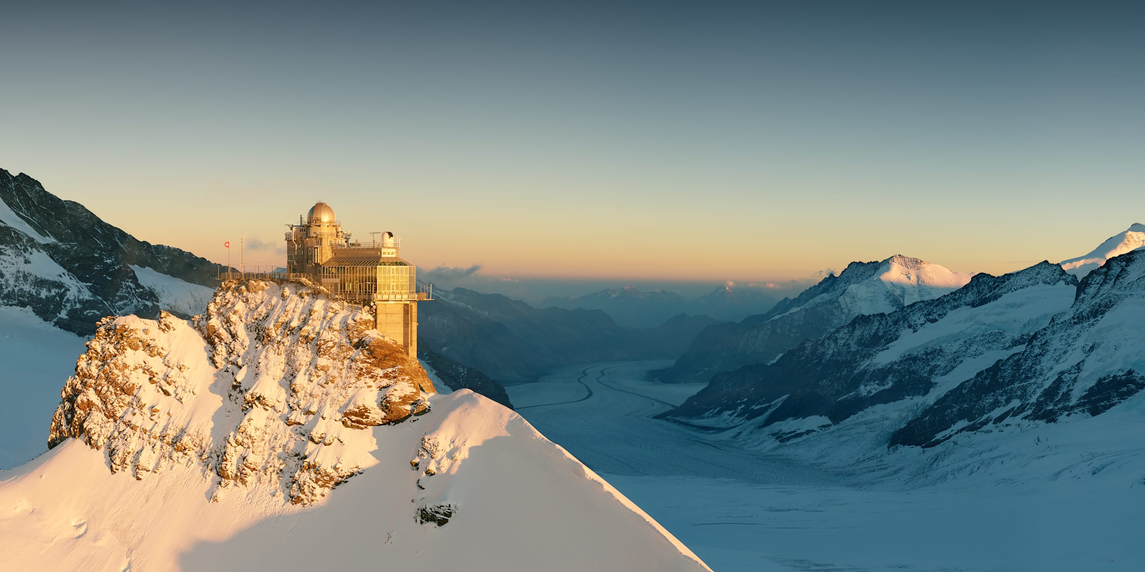 Jungfraujoch Sphinx Gletscher Sonnenuntergang