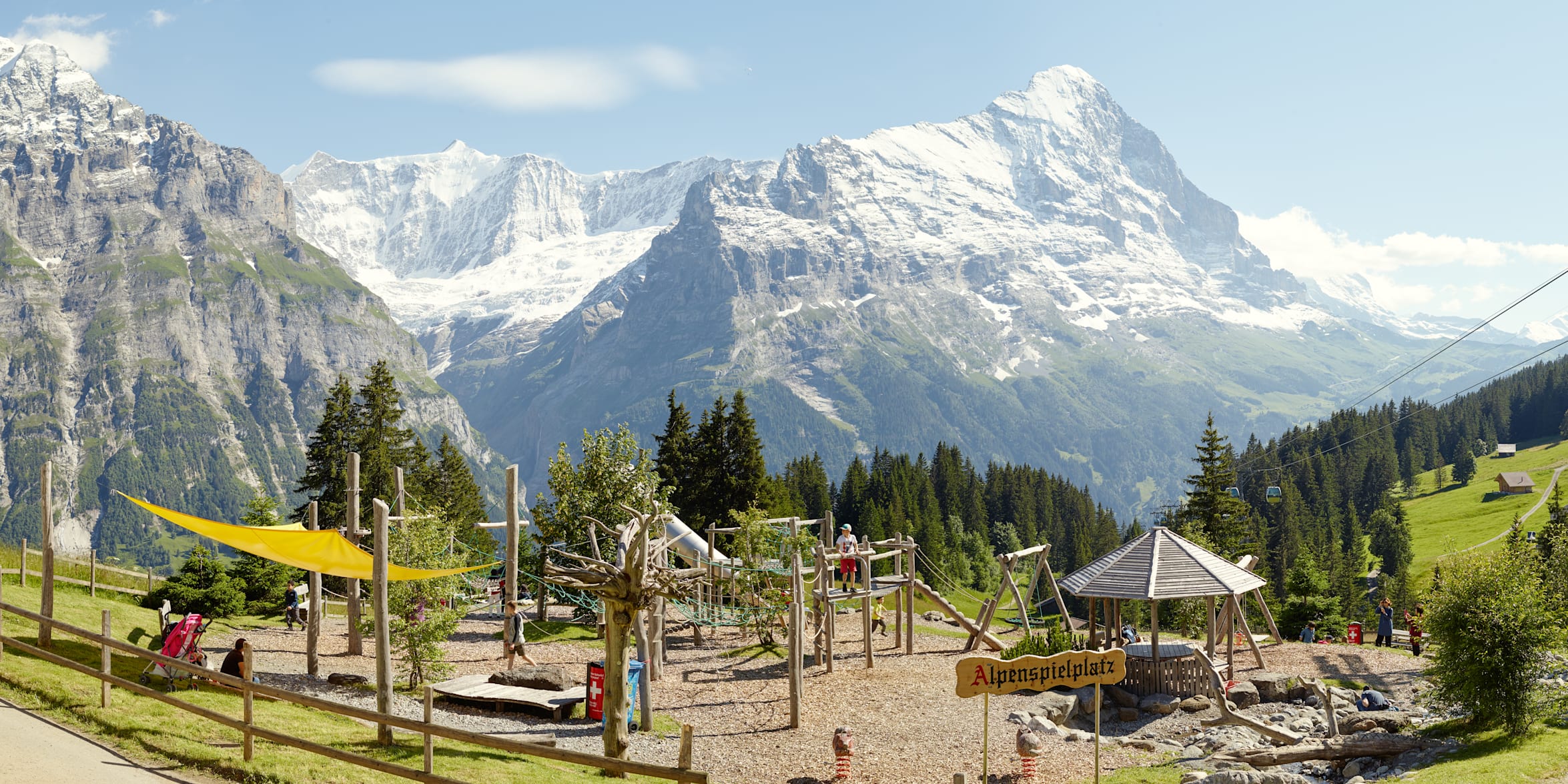 Grindelwald Alpenspielplatz Bort Kinder Eiger Sommer 