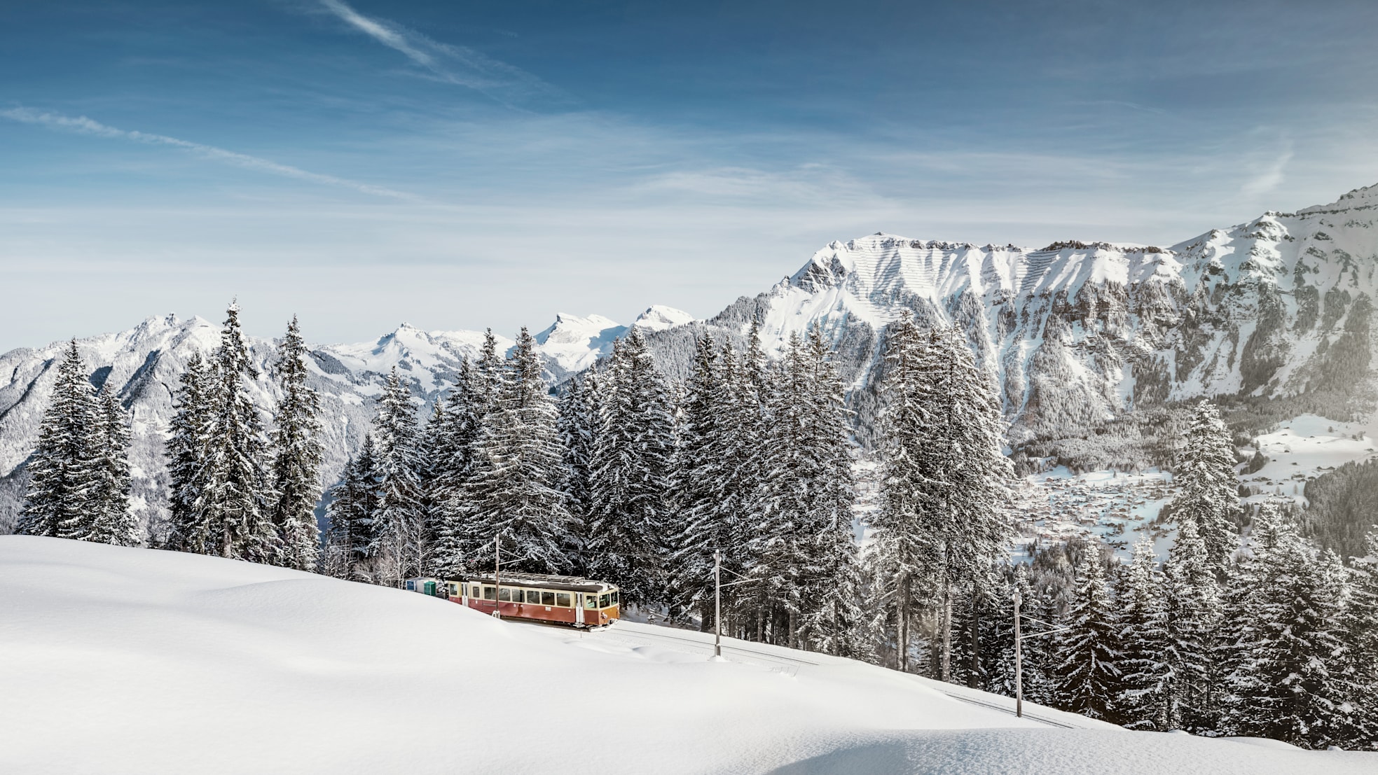 Bergbahn Muerren Winter Schnee