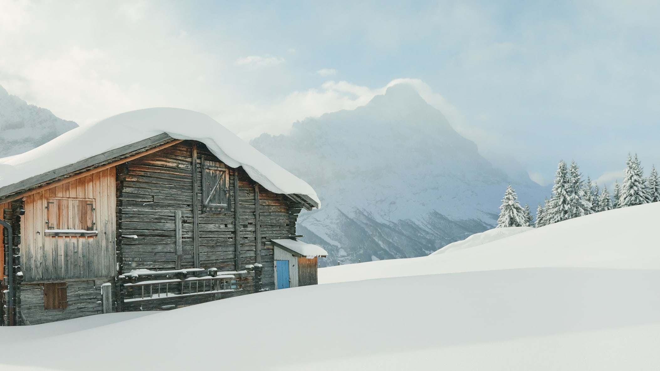 Grindelwald First winter alpine hut Eiger