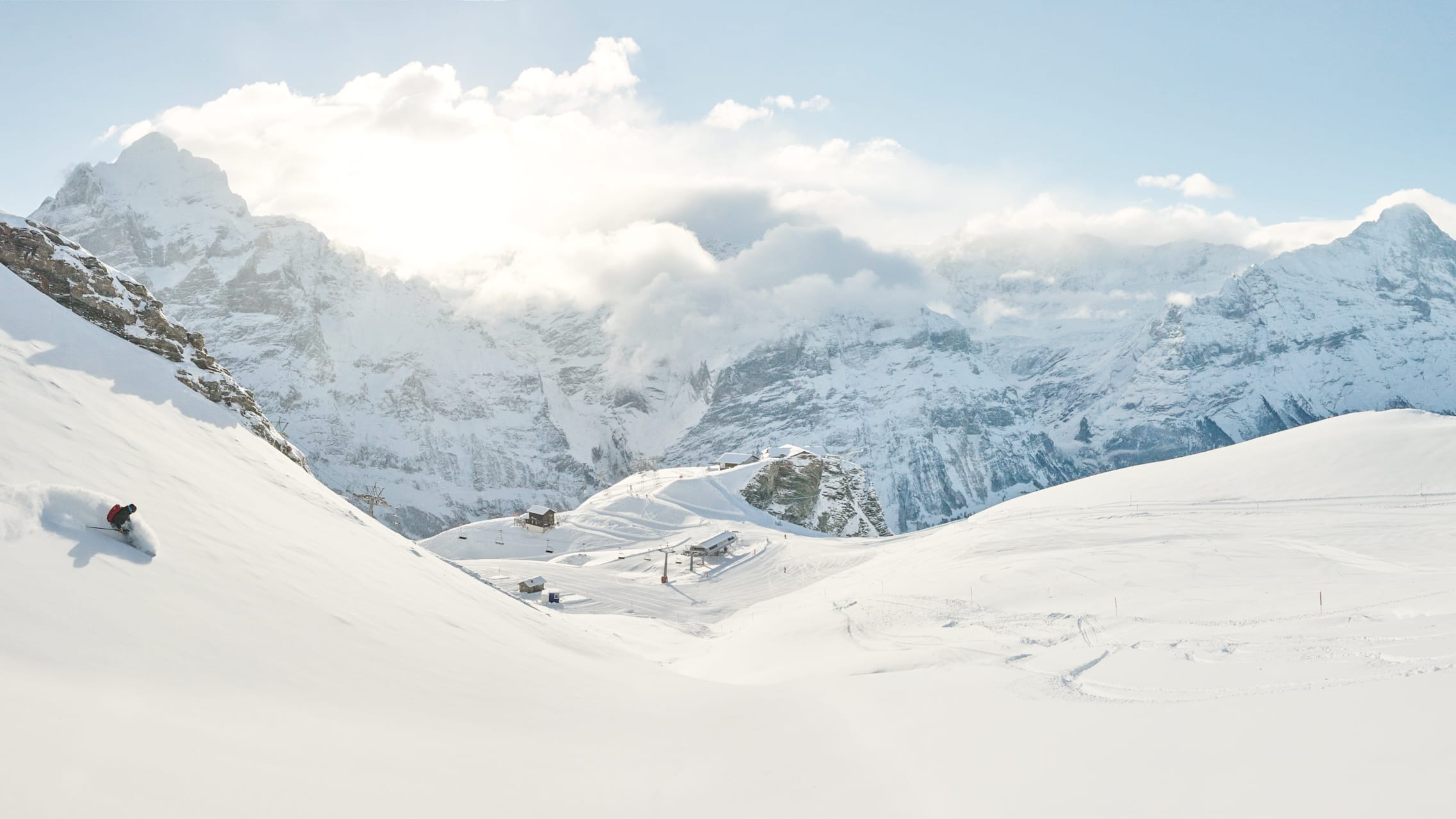 Grindelwald First Winter Skifahren Freeride Panorama