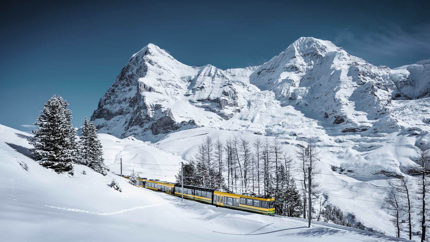 Wengernalpbahn Zug mit Eiger Mönch