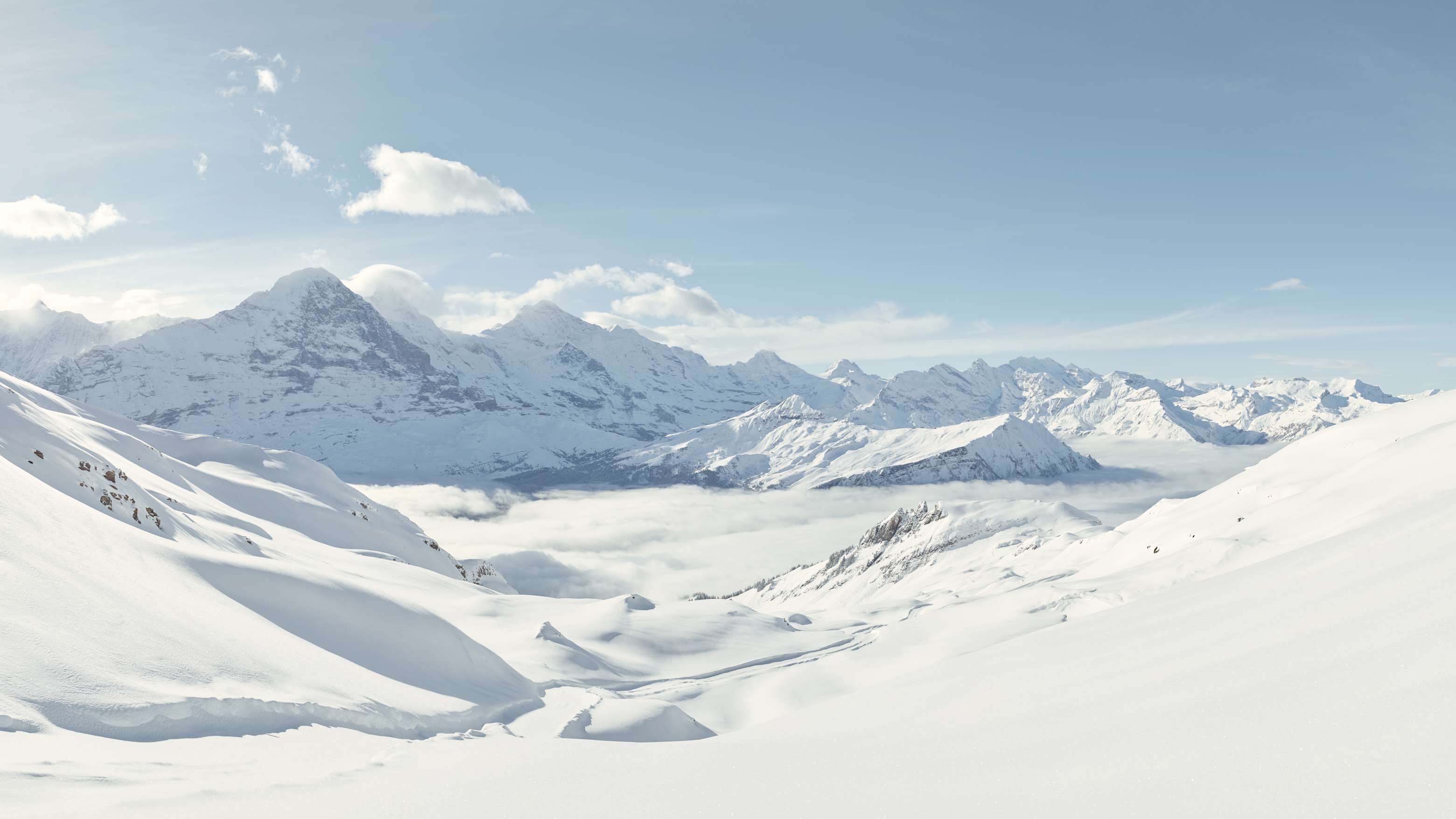 Bussalp Schlitteln Big Pintenfritz Panorama Eiger Jungfrau