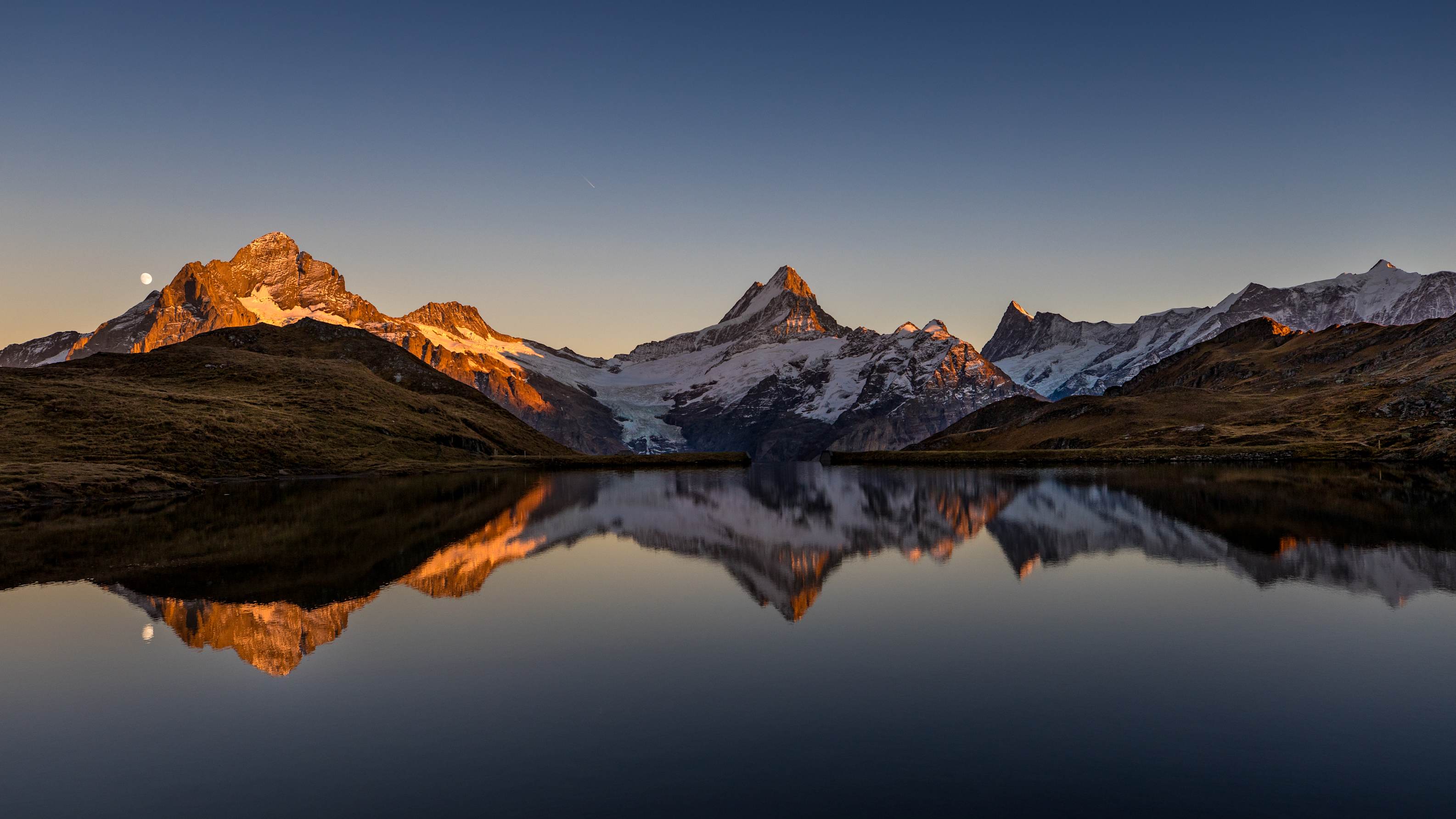 Bachalpsee Sommer Wetterhorn Schreckhorn Abendstimmung