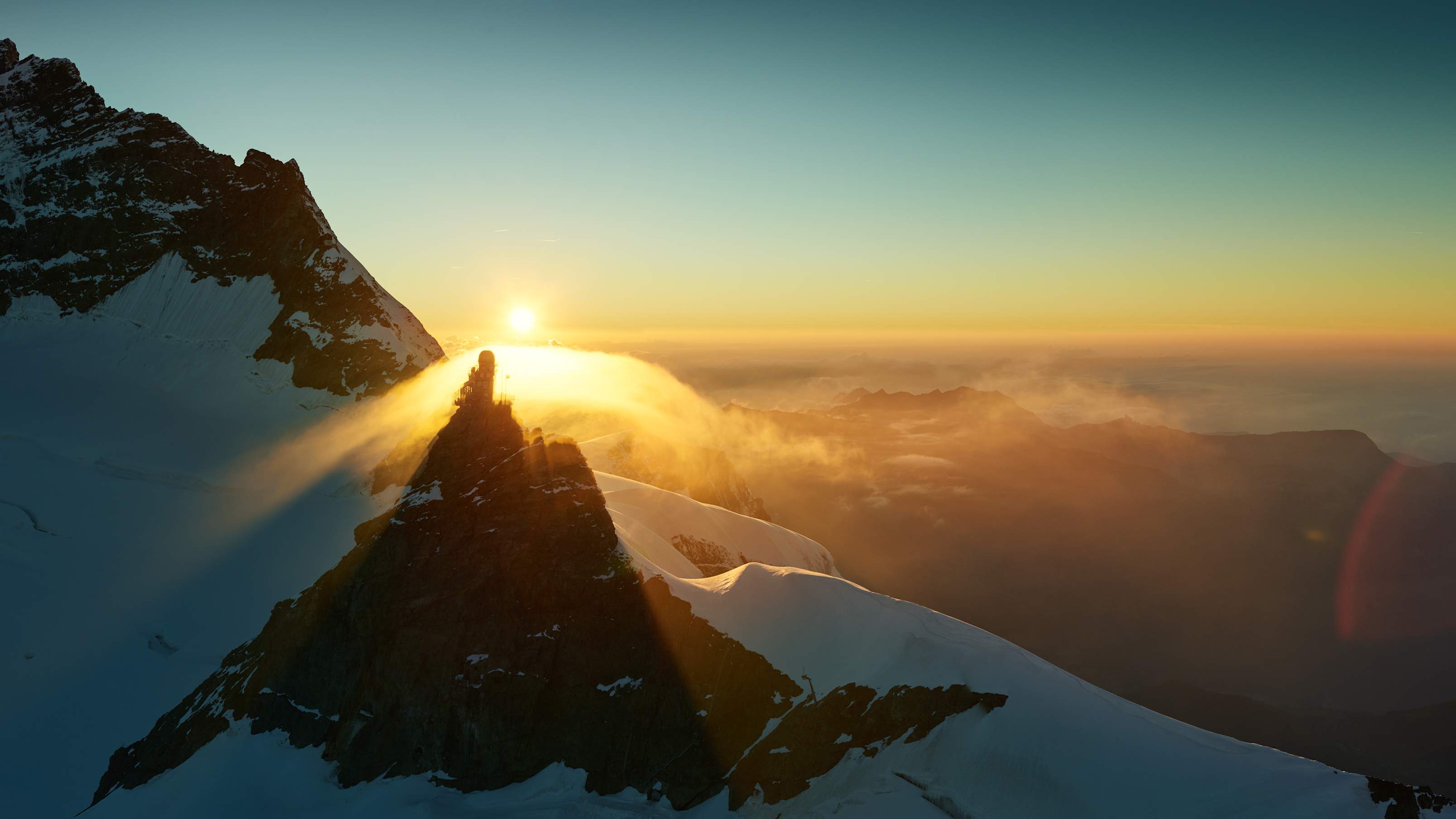 Jungfraujoch Sphinx Aussicht Sonnenuntergang