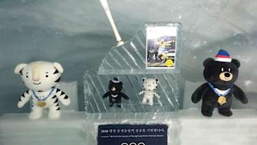 Olympische Fackel im Eispalast auf dem Jungfraujoch