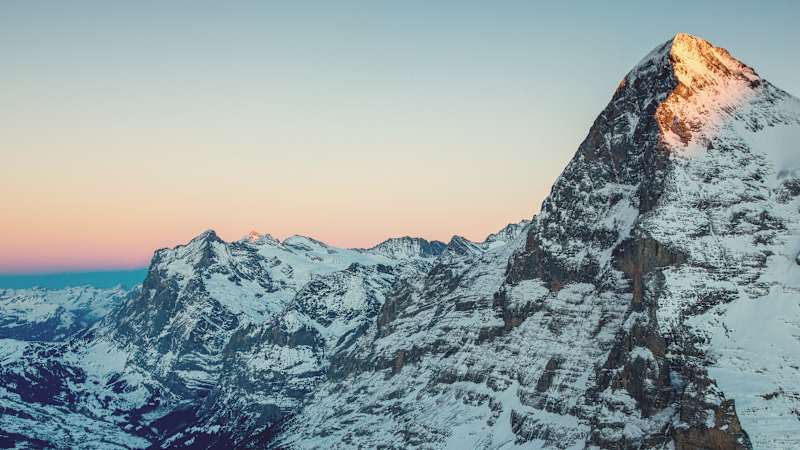 Snowshoe trail in front of the Eiger North Face: Holenstein–Brandegg