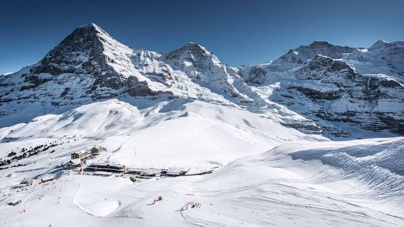 Kleine Scheidegg Skipiste Blick auf KLS