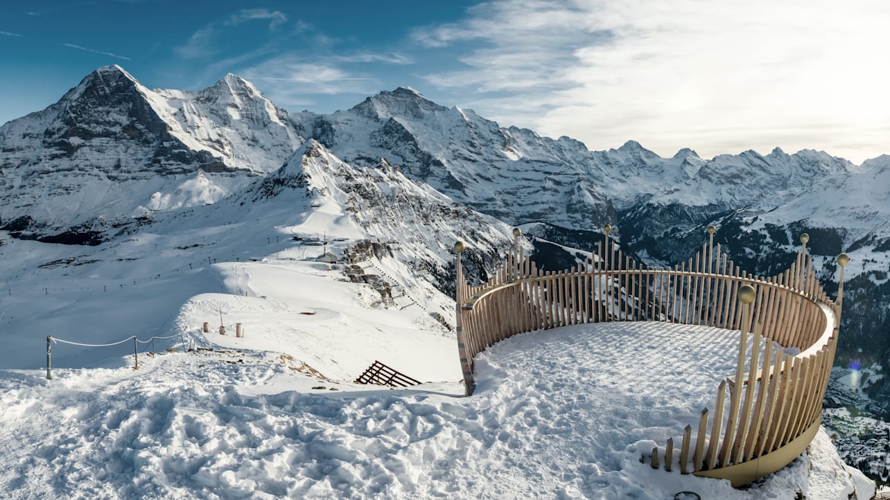 Maennlichen Wandern Royal Walk Eiger Moench Jungfrau Winter