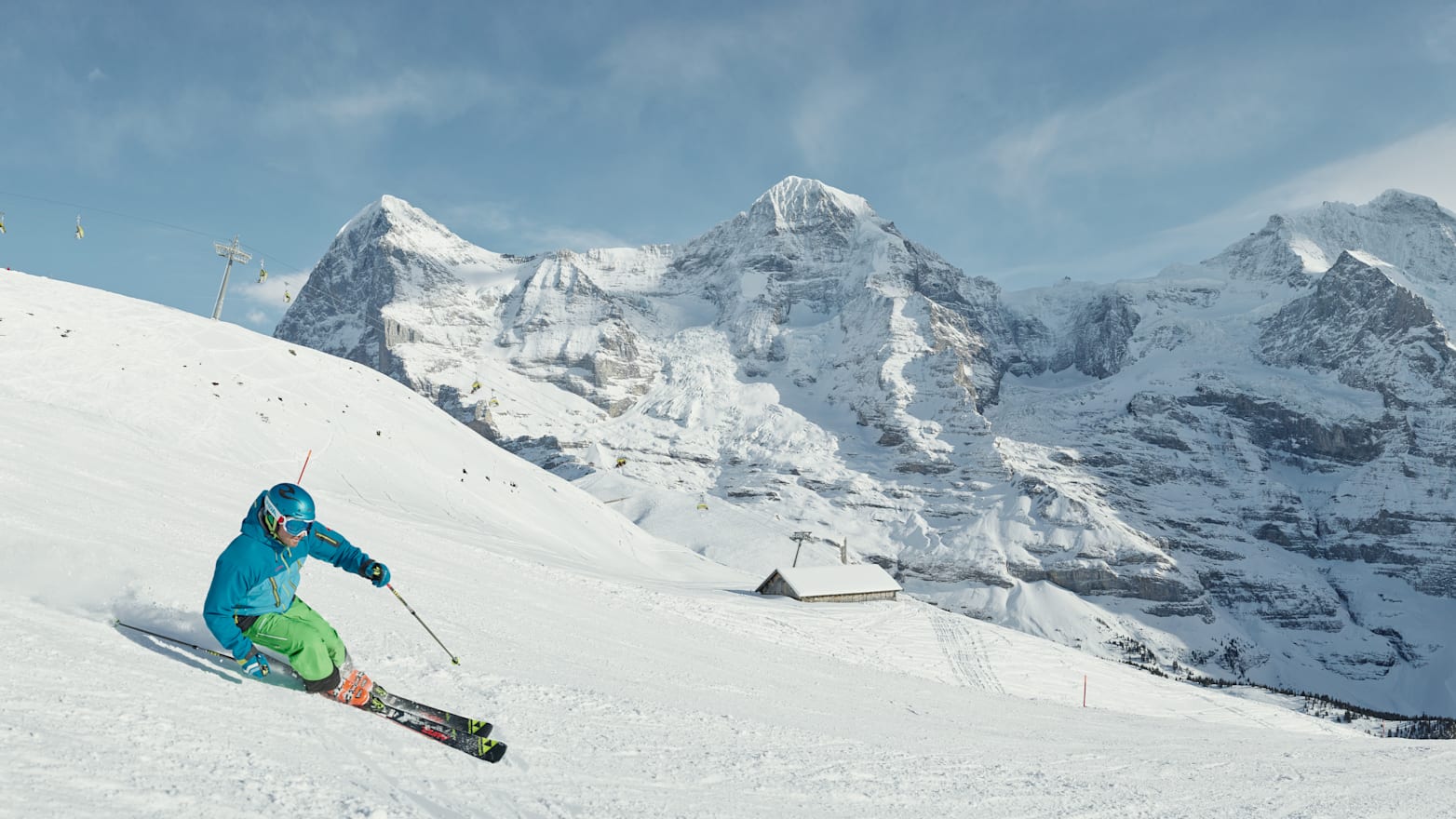 Kleine Scheidegg skiing Lauberhorn Eiger Moench Jungfrau