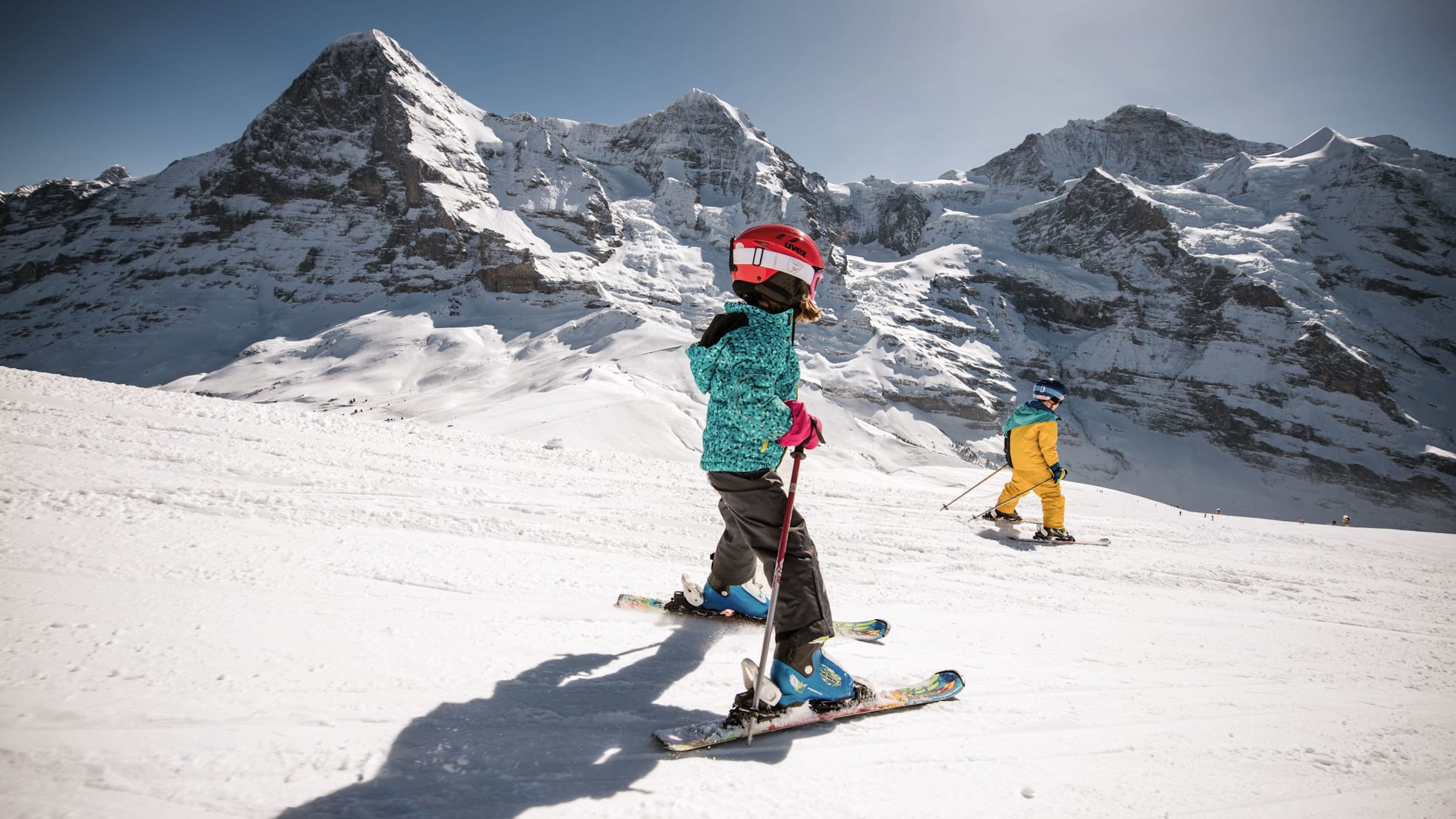 Kleine Scheidegg Kinder skifahren Eiger Moench Jungfrau