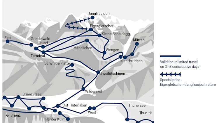 Applicable area for Jungfrau Travel Pass