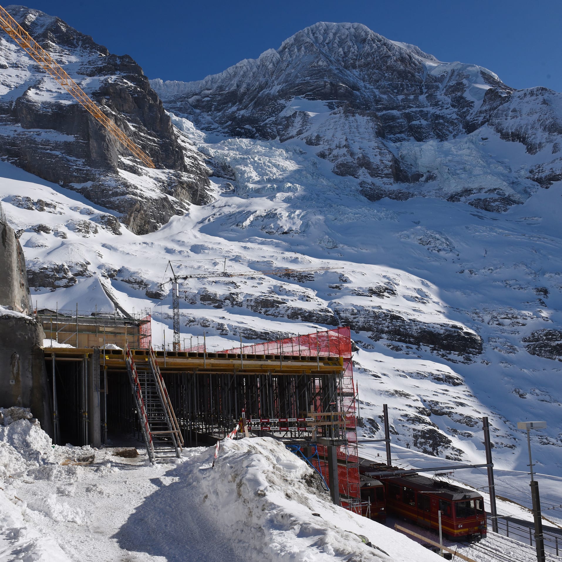 Eiger Glacier railway station construction site February 2020