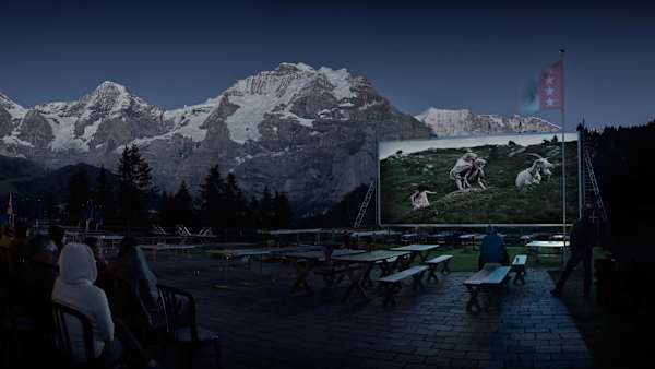 Cinema spectacle in front of the Eiger, Mönch and Jungfrau
