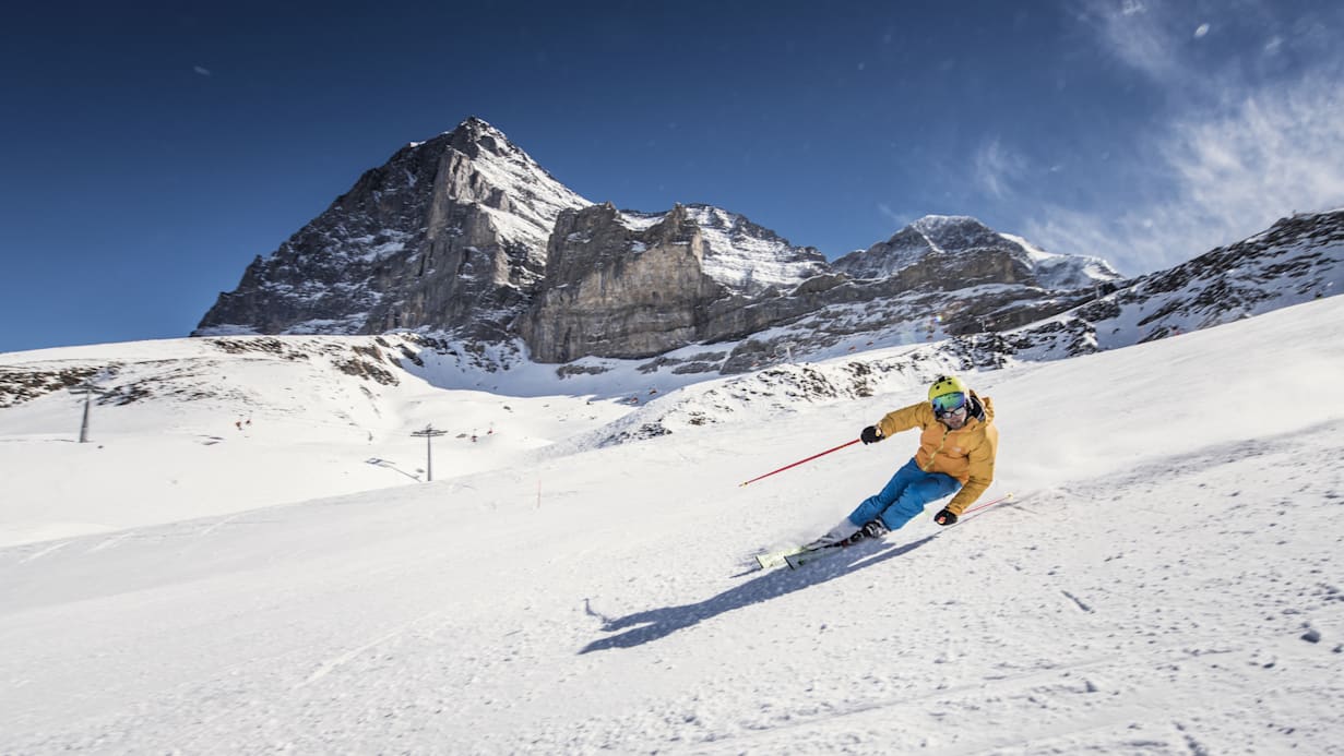 Jungfrau Skiregion Skifahren Piste Schnee Eiger