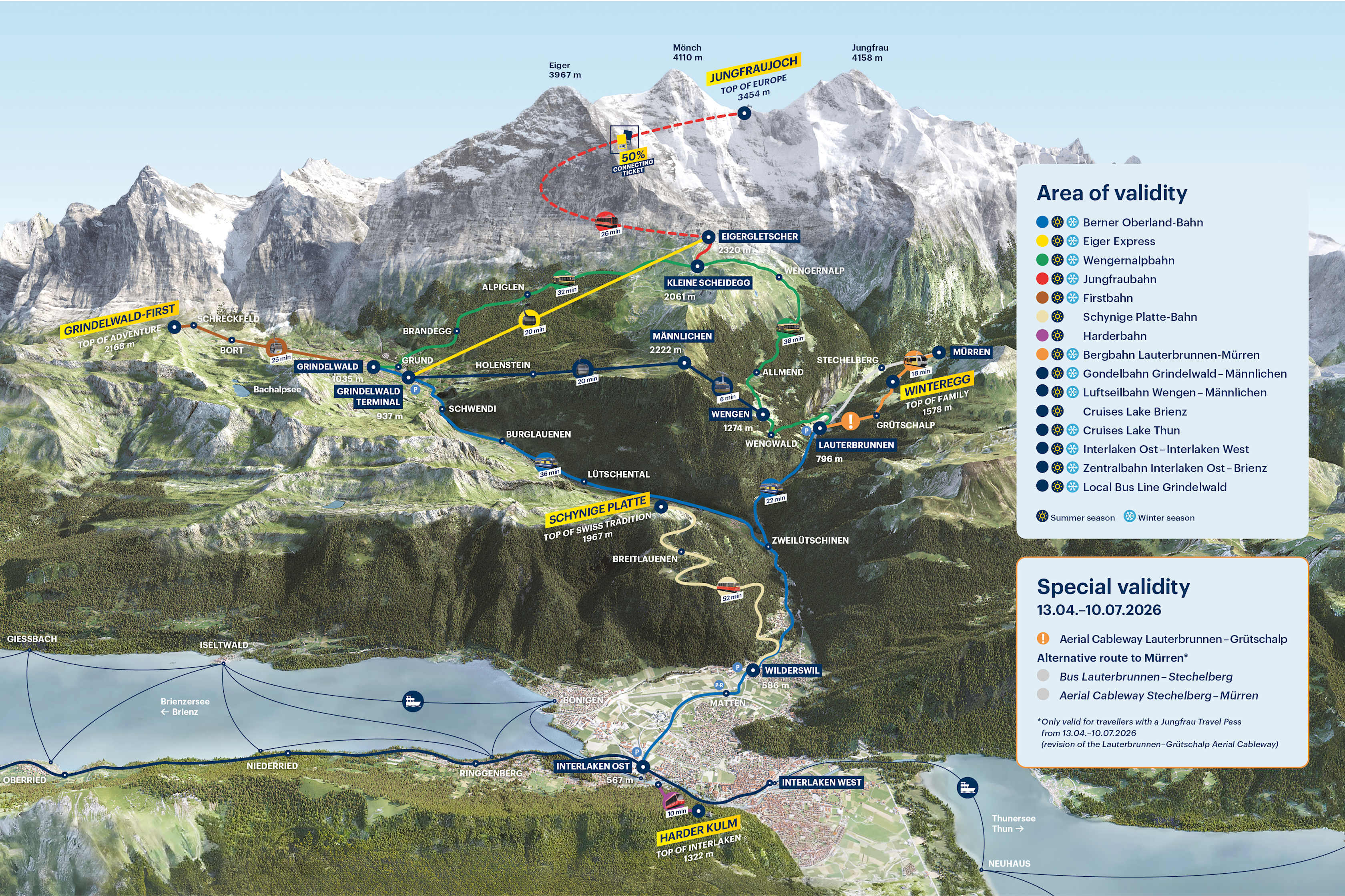 Jungfrau Travel Pass Map