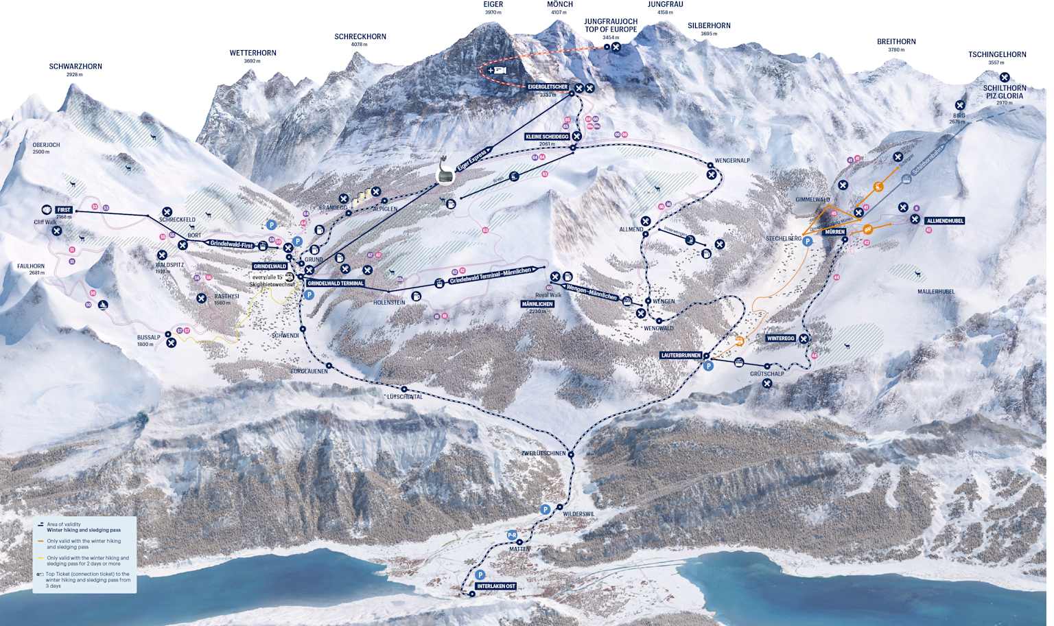 Area of validity map Winter Hiking and Sledging Pass
